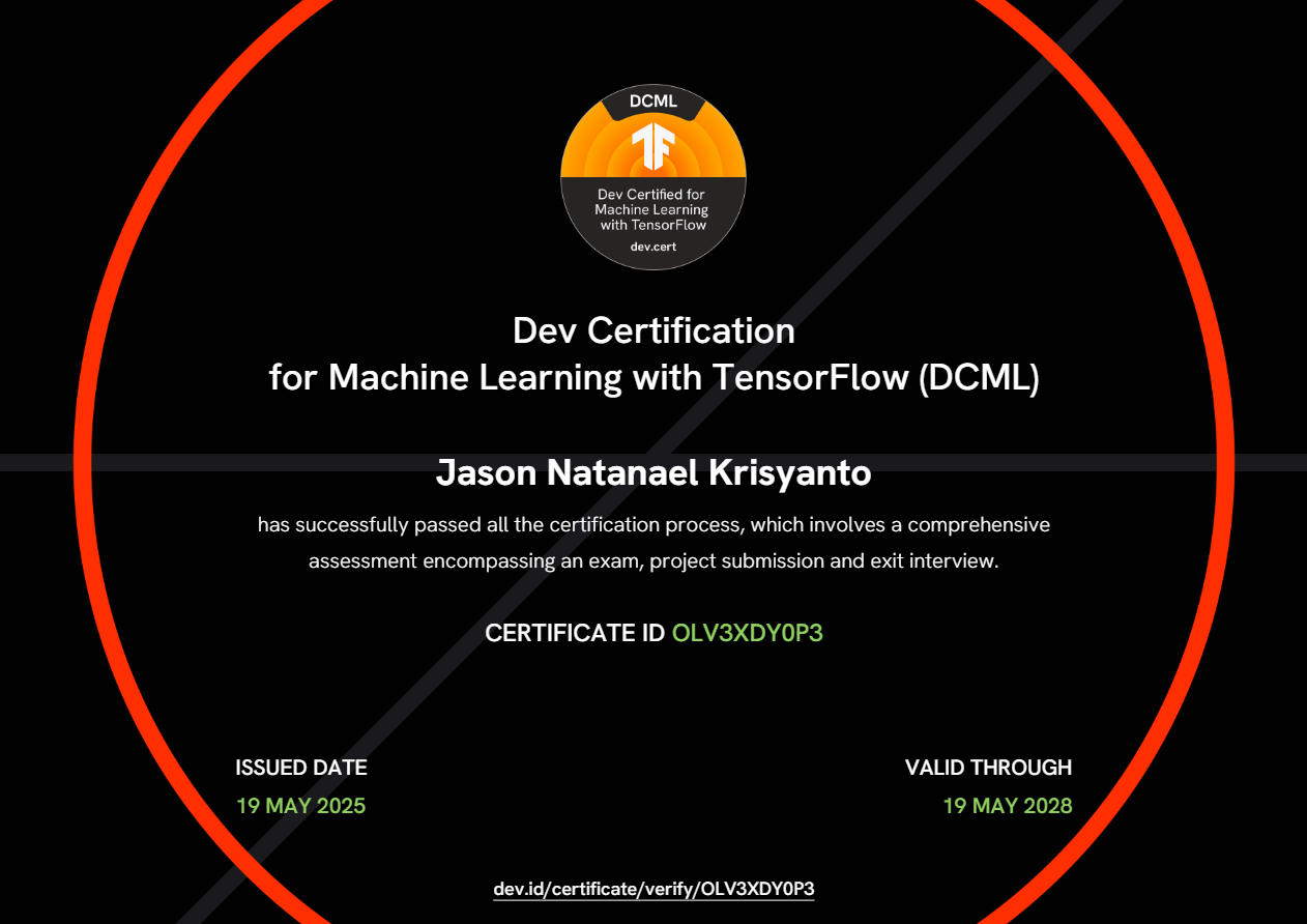 Dev Certified for Machine Learning with TensorFlow